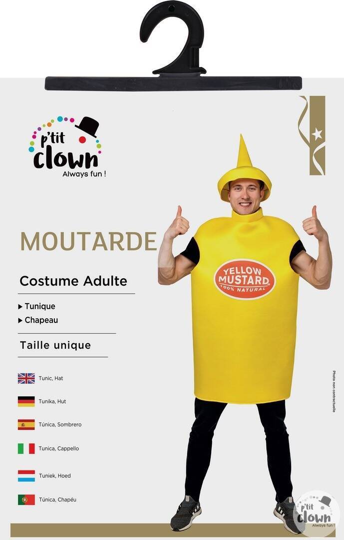Déguisement Bouteille de Moutarde Homme / Costume Moutarde Jaune Homme / La Maison du Déguisement