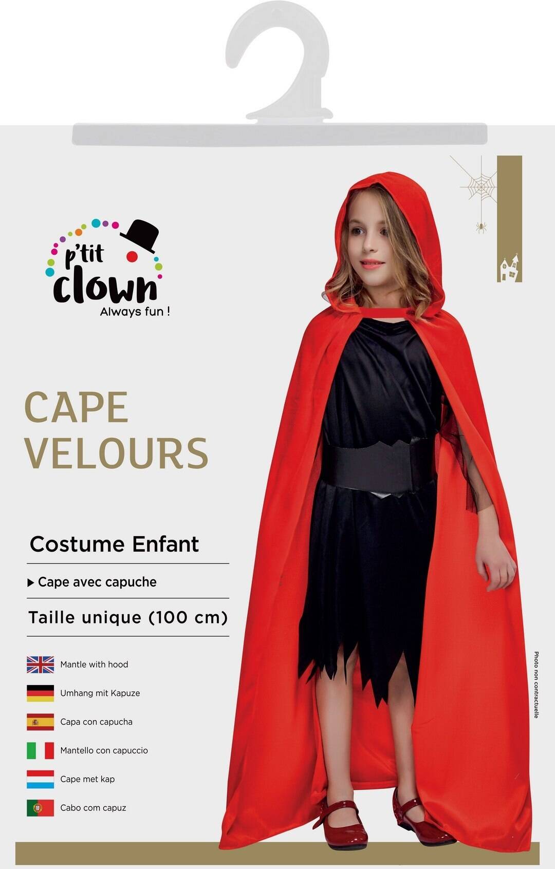 Cape Velours Avec Capuche Rouge Enfant / La Maison Du Déguisement