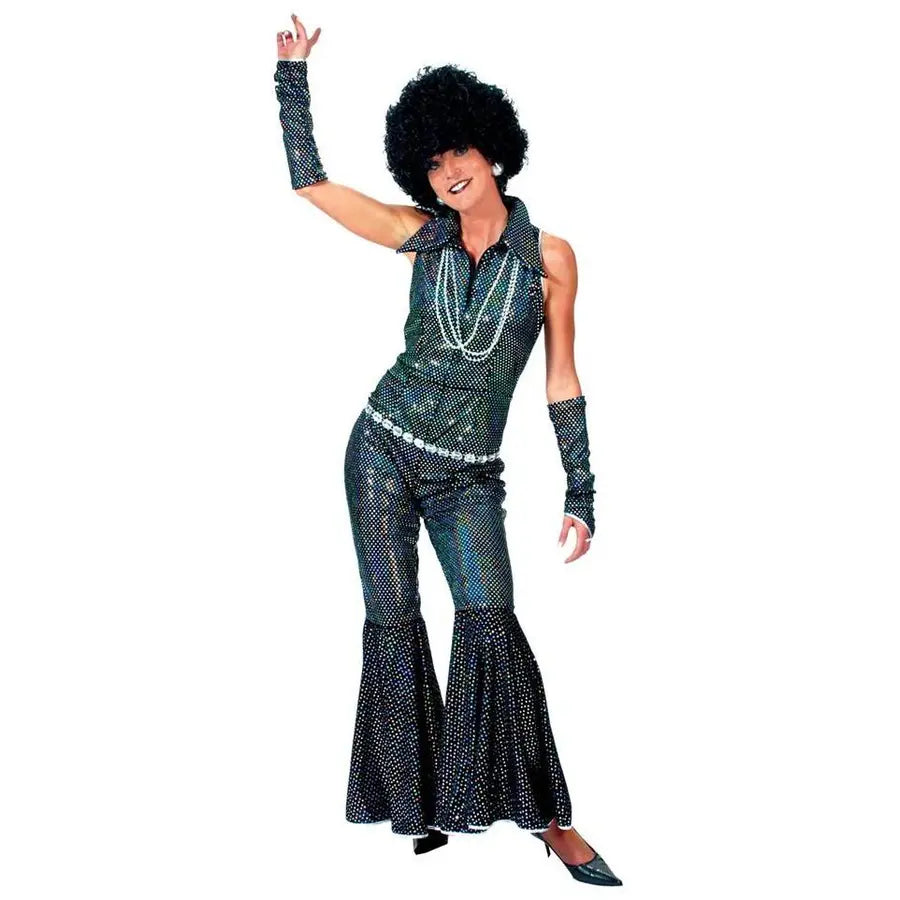 Déguisement Combinaison ABBA Disco Queen Noir / Costume Combinaison Disco Noir Paillettes / La Maison Du Déguisement