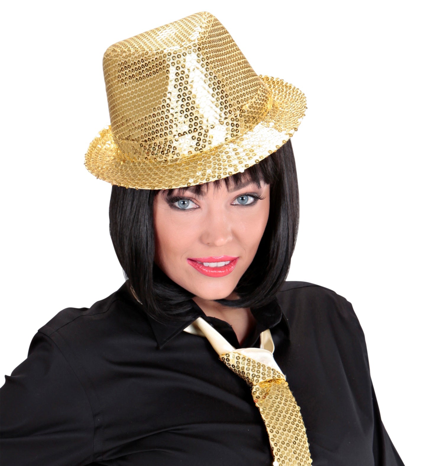 Chapeau Borsalino Sequins Doré / Chapeau Popstar Sequins Or / La Maison du Déguisement