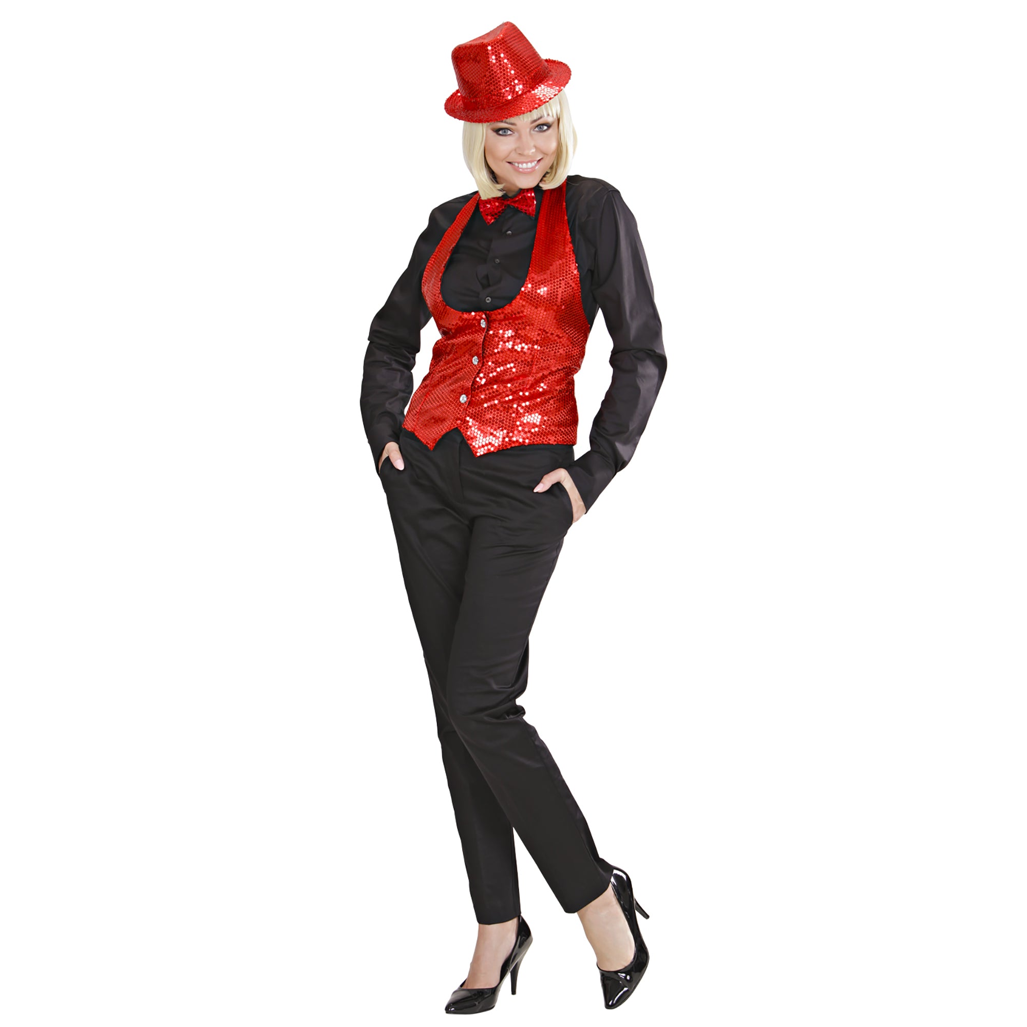 Chapeau Borsalino Sequins Rouge / Chapeau Popstar Sequins Rouge / La Maison du Déguisement