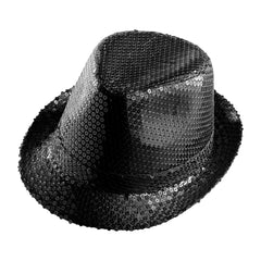 Chapeau Borsalino Sequins Noir / Chapeau Popstar Sequins Noir / La Maison du Déguisement