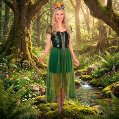 Déguisement Reine De La Forêt Adulte / Costume Belle Reine De La Forêt Vert / La Maison Du Déguisement