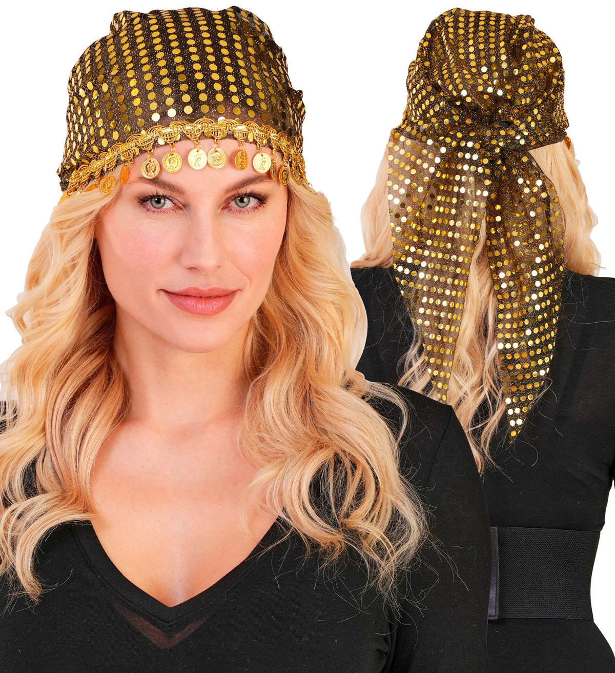 Bandana Belly Dance / Foulard Pitonisa Avec Pièces De Monnaie / Bandana Gitane / La Maison Du Déguisement