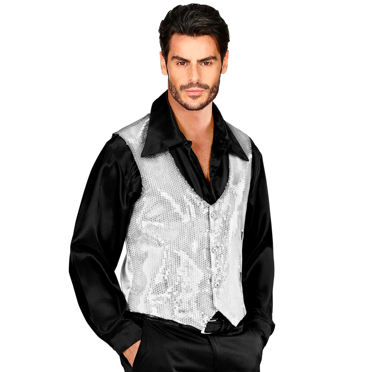 Gilet Paillettes Sequins Argent / Gilet Sequins Argent / La Maison du Déguisement
