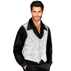 Gilet Paillettes Sequins Argent / Gilet Sequins Argent / La Maison du Déguisement