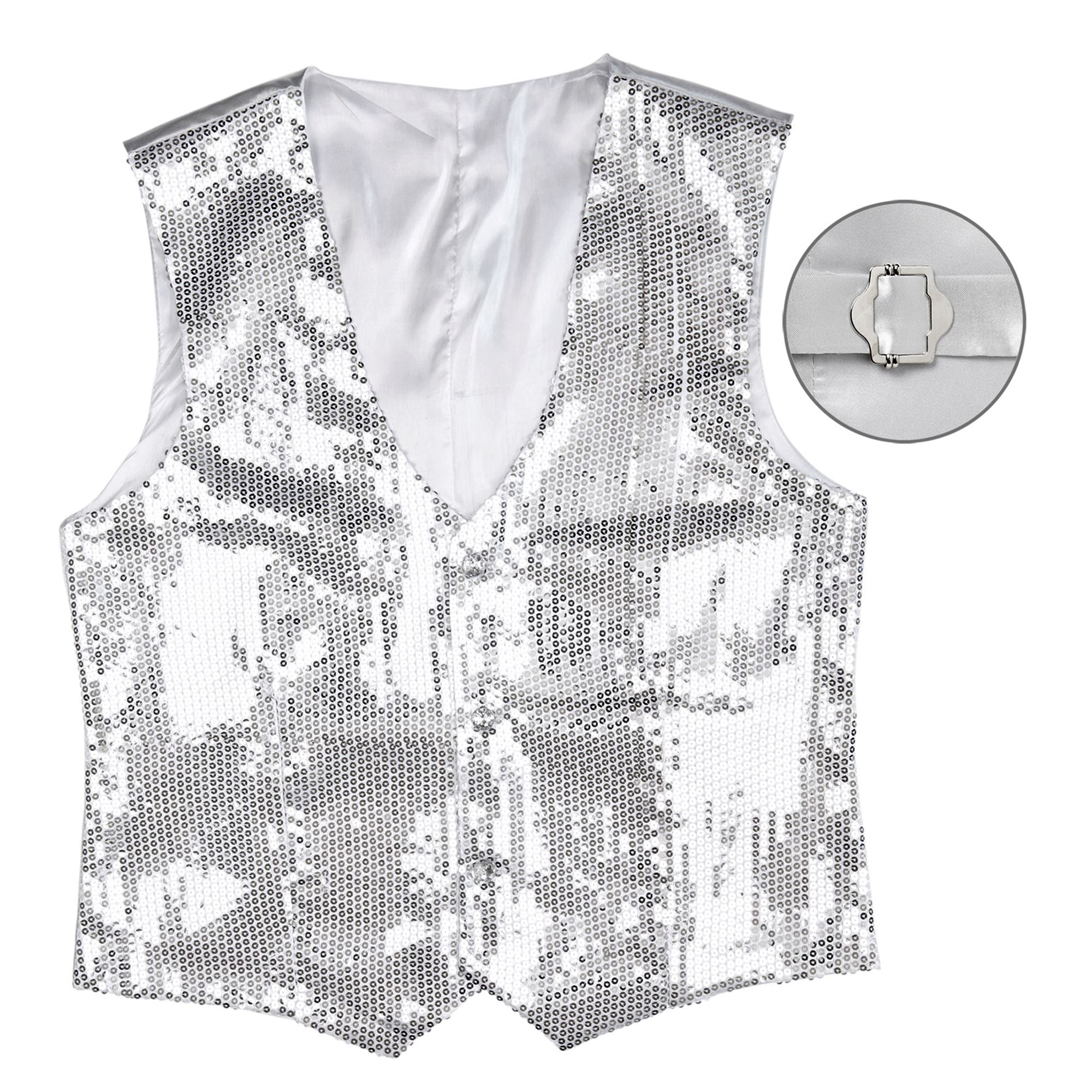 Gilet Paillettes Sequins Argent / Gilet Sequins Argent / La Maison du Déguisement