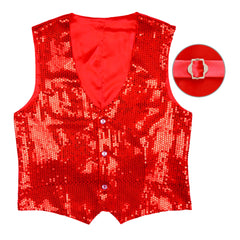 Gilet Paillettes Sequins Rouge / Gilet Sequins Rouge / La Maison Du Déguisement