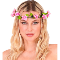 Bandeau Couronne de Fleurs Roses / Serre Tête de Fleurs / Diadème Fleurs Rose / La Maison Du Déguisement