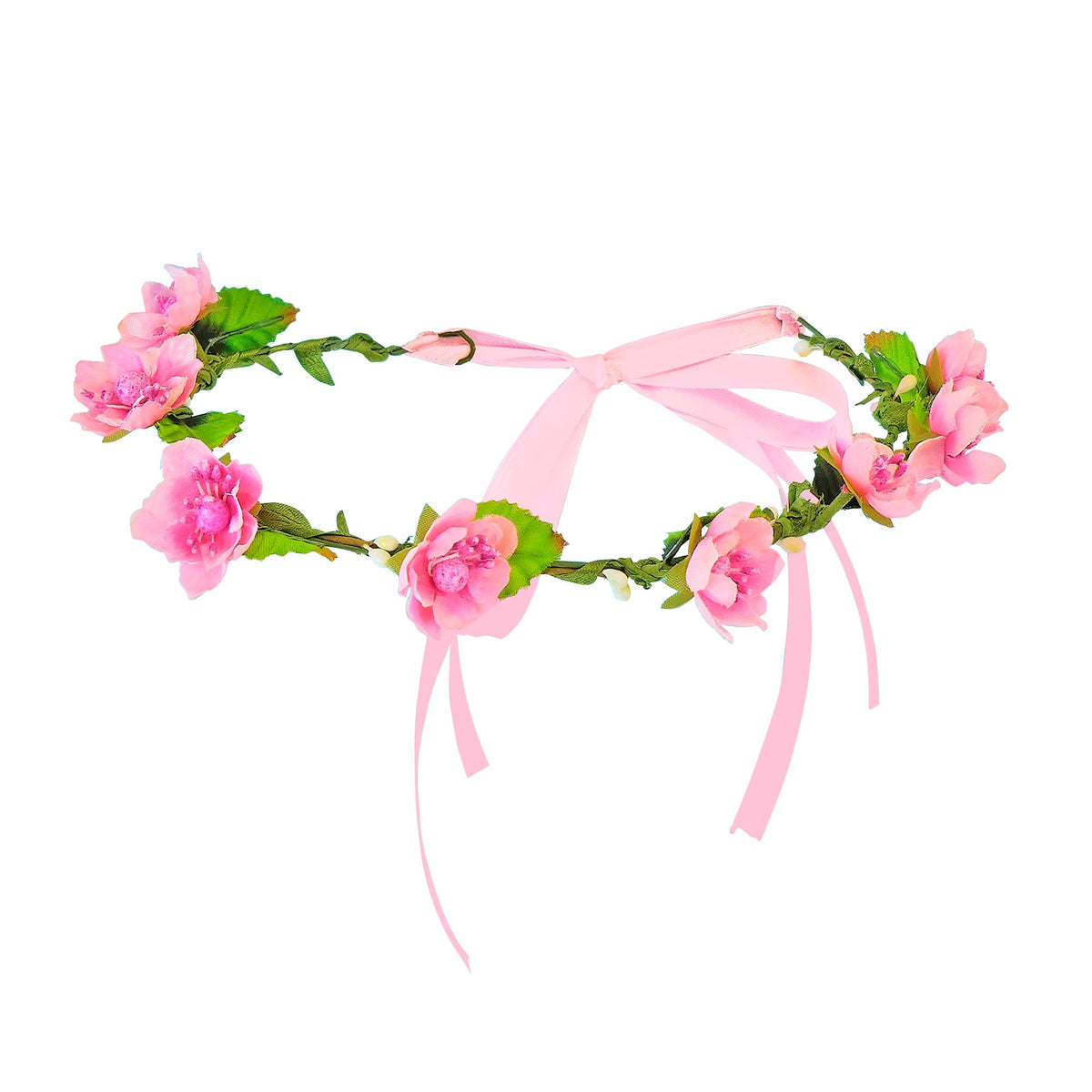 Bandeau Couronne de Fleurs Roses / Serre Tête de Fleurs / Diadème Fleurs Rose / La Maison Du Déguisement