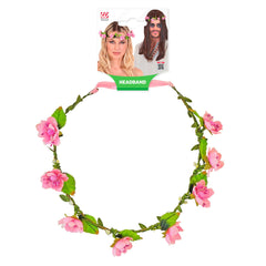 Bandeau Couronne de Fleurs Roses / Serre Tête de Fleurs / Diadème Fleurs Rose / La Maison Du Déguisement