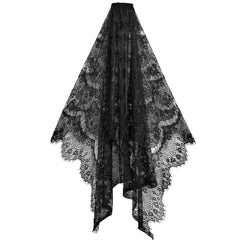 Voile de Mariée Gothique Dentelle Élégant Noir / Serre Tête Voile De Mariée Halloween Sombre Noir / La Maison Du Déguisement