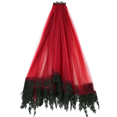 Voile de Mariée Gothique Dentelle Élégant Rouge / Serre Tête Voile De Mariée Halloween Sombre Rouge / La Maison Du Déguisement
