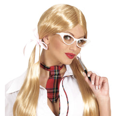Lunettes Blanches Années 50 Rock'n'Roll Avec Strass / Lunettes Sandy, Années 60 Blanc / La Maison Du Déguisement