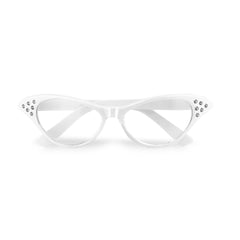 Lunettes Blanches Années 50 Rock'n'Roll Avec Strass / Lunettes Sandy, Années 60 Blanc / La Maison Du Déguisement