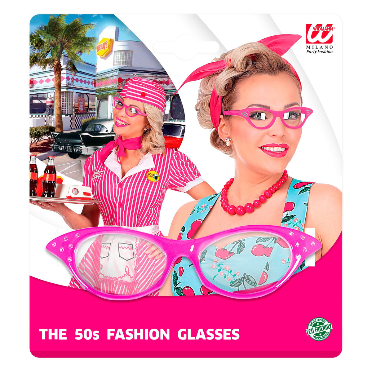 Lunettes Rose Années 50 Rock'n'Roll Avec Strass / Lunettes Sandy, Années 60 Rose / La Maison Du Déguisement
