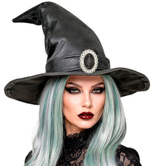Chapeau de Sorcière Simili Cuir Noir / Chapeau Magicien Halloween Eco Cuir BM / La Maison Du Déguisement