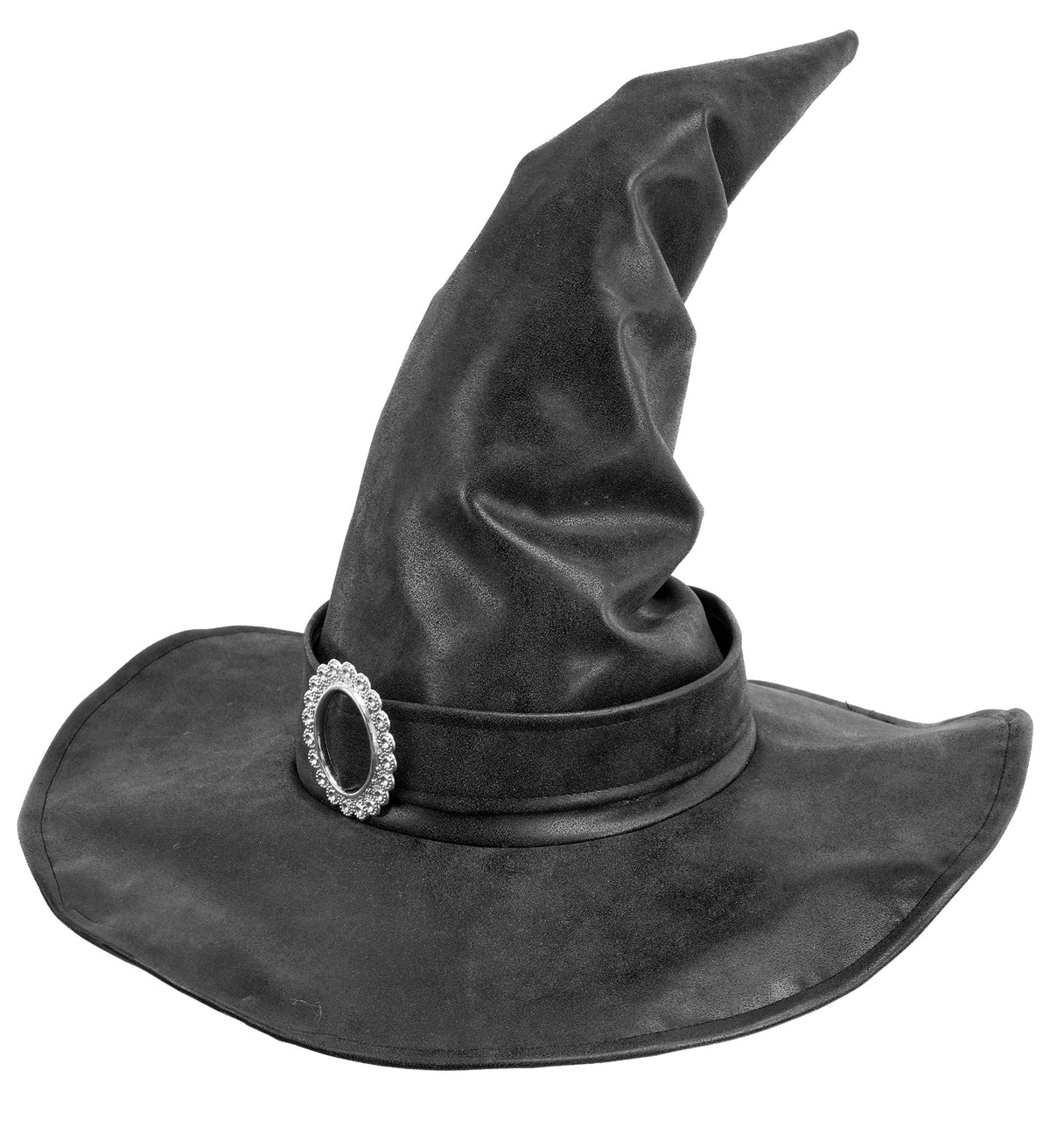 Chapeau de Sorcière Simili Cuir Noir / Chapeau Magicien Halloween Eco Cuir BM / La Maison Du Déguisement