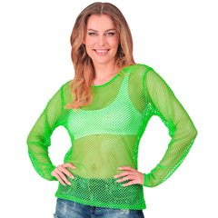 T-shirt Filet Fluo Vert / Top Filet Fluo Années 80 Vert / Chemise Filet 80s Fluo Vert / La Maison Du Déguisement