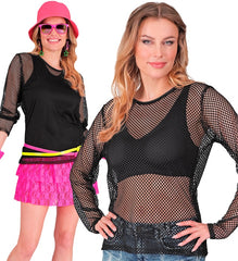 Haut Filet Année 80 Femme / T-shirt Punk Noir Femme / T-shirt en Résille Rocker Femme / La Maison Du Déguisement