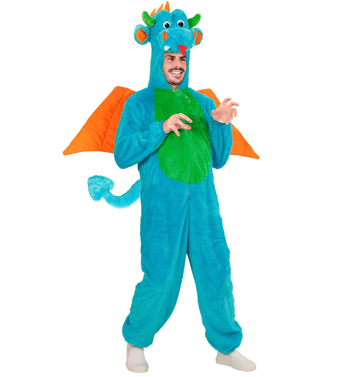 Location Déguisement Dragon Peluche Adulte / Location Costume Dragon Peluche Bleu / La Maison Du Déguisement