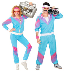 Déguisement Tenue Survêtement Disco Années 80s Bleu Homme / Costume Tenue Jogging Disco Année 80 Bleu Homme / La Maison Du Déguisement