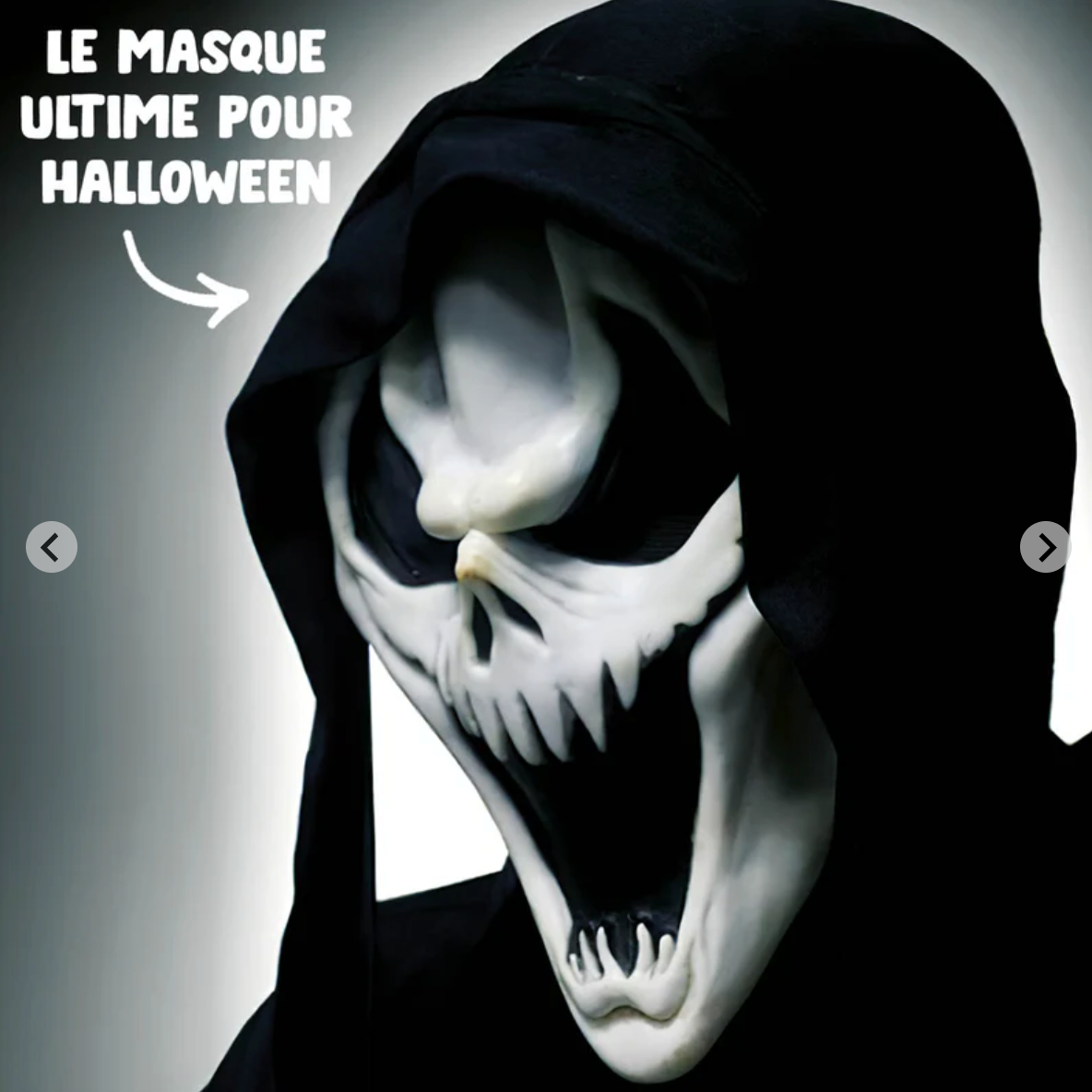 Masque Latex Crâne Noir / Masque Souple Dark Skull Luxe / La Maison Du Déguisement