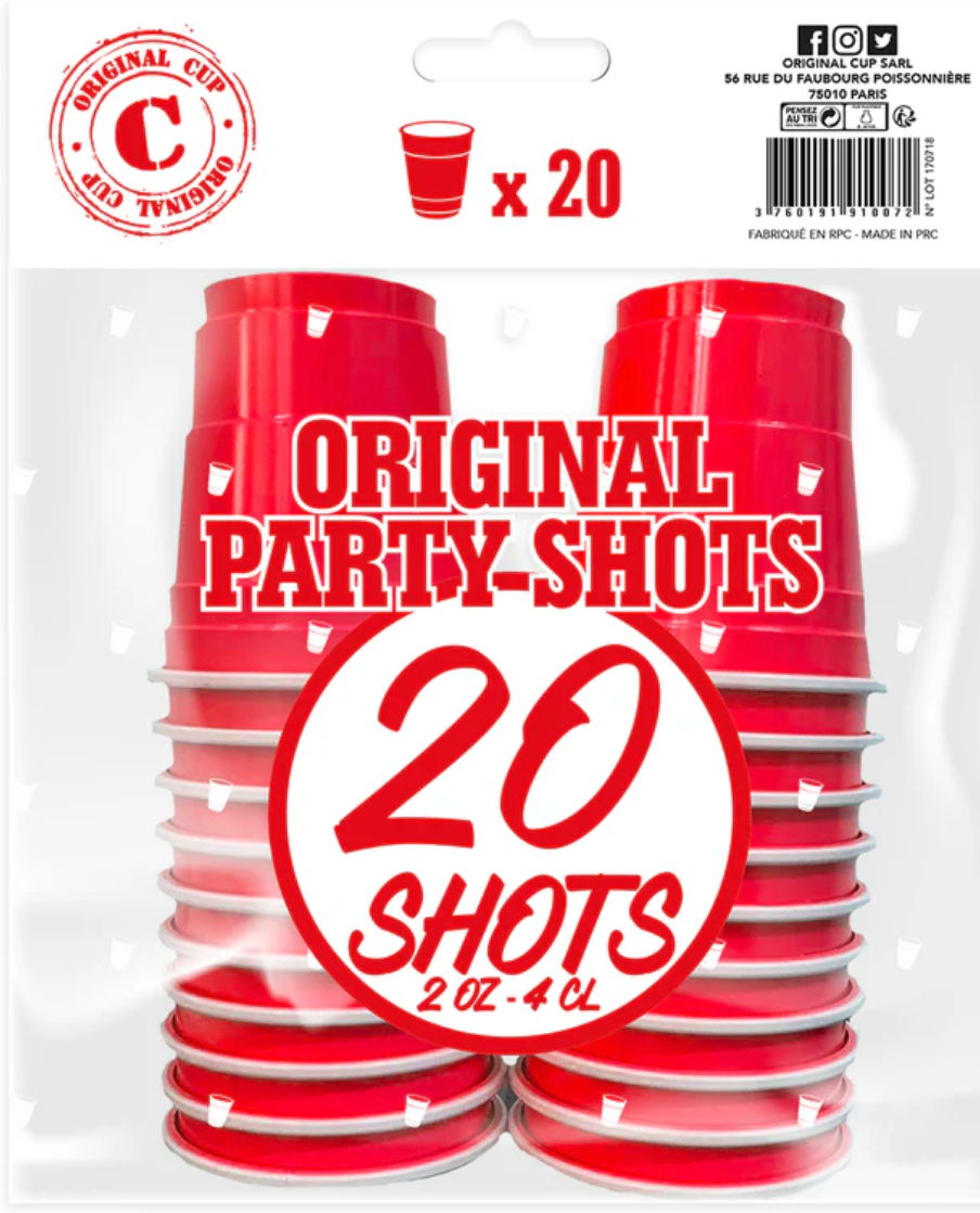 20 Shooters Rouges 4cl / Gobelets Rouges bière pong / Pack de 20 Gobelets Américains / La Maison Du Déguisement
