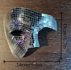 Masque Miroir Disco Phantôme of the Opera Argent / Loup Miroir Fantôme de Opéra Argent / Demi-masque Boule à Facettes Disco Fantôme de l'Opéra / La Maison Du déguisement