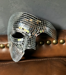 Masque Miroir Disco Phantôme of the Opera Argent / Loup Miroir Fantôme de Opéra Argent / Demi-masque Boule à Facettes Disco Fantôme de l'Opéra / La Maison Du déguisement