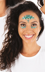 Bijoux Visages Strass Bleu et Argent / Strass Autocollant Visage bleu/argent / La Maison Du Déguisement