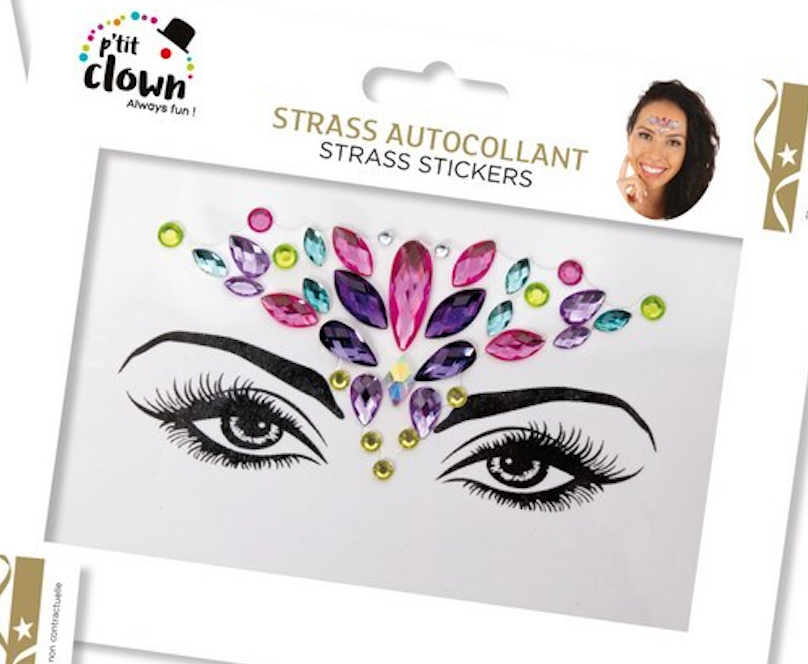 Strass Autocollant Pour Le Visage Multicolore / Paillettes Autocollantes Multicolore / La Maison Du Déguisement