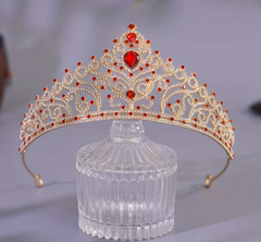 Diadème Royal Lady Métal Or et Rouge / Couronne de Reine Rétro Palais / Couronne De Reine Métal Doré et rouge / La Maison Du Déguisement