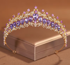 Diadème Royal Lady Métal Or et Rose / Diadème élégant en strass / Couronne De Reine Métal Doré et Rose / La Maison Du Déguisement