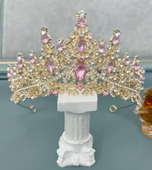 Diadème Royal Lady Métal Or et Rose / Couronne de Princesse élégante Pour Femme Luxe / Couronne De Reine Métal Doré et Rose / La Maison Du Déguisement