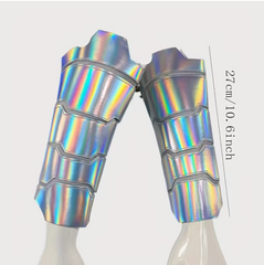 Paire de Manchettes Futuriste en Argenté / Protège Bras Iridescent Espace en similicuir Argent / La Maison Du Déguisement