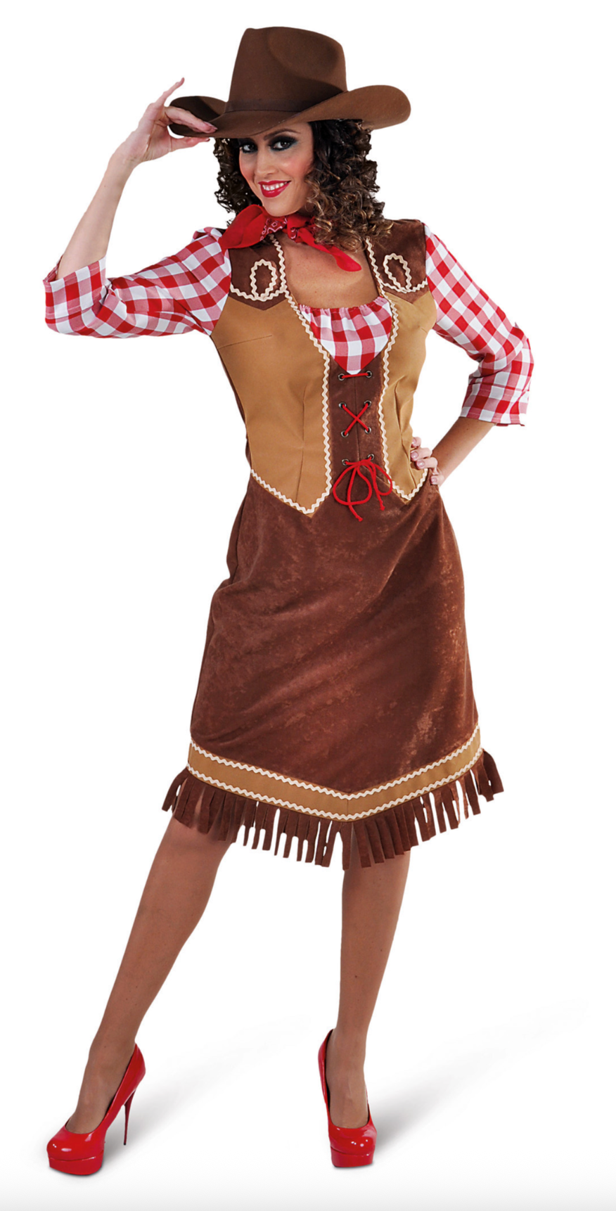 Location Déguisement Cowgirl Carreau Femme / Location Costume Robe Western Lady Adulte / La Maison Du Déguisement
