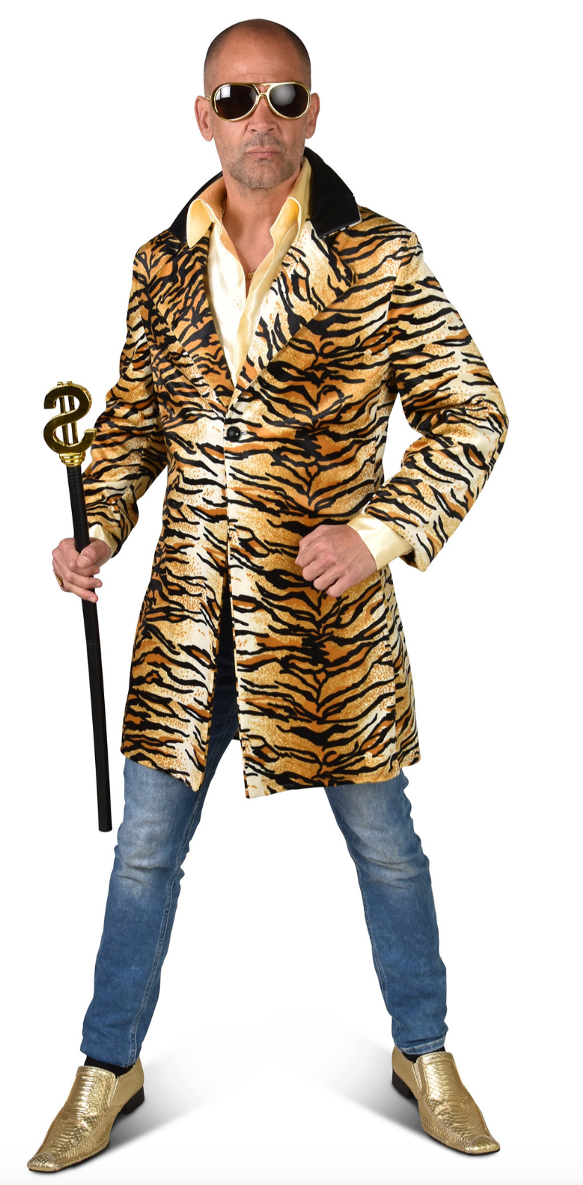Location Déguisement Manteau Playboy Tigre Adulte / Location Costume Veste Bling Bling Tiger Homme / La Maison Du Déguisement