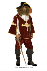 Location Déguisement Mousquetaire Rouge / Location Costume Mousquetaire Adulte / La Maison Du Déguisement