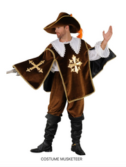 Location Déguisement Mousquetaire Marron Homme / Location Costume Mousquetaire Adulte / La Maison Du Déguisement