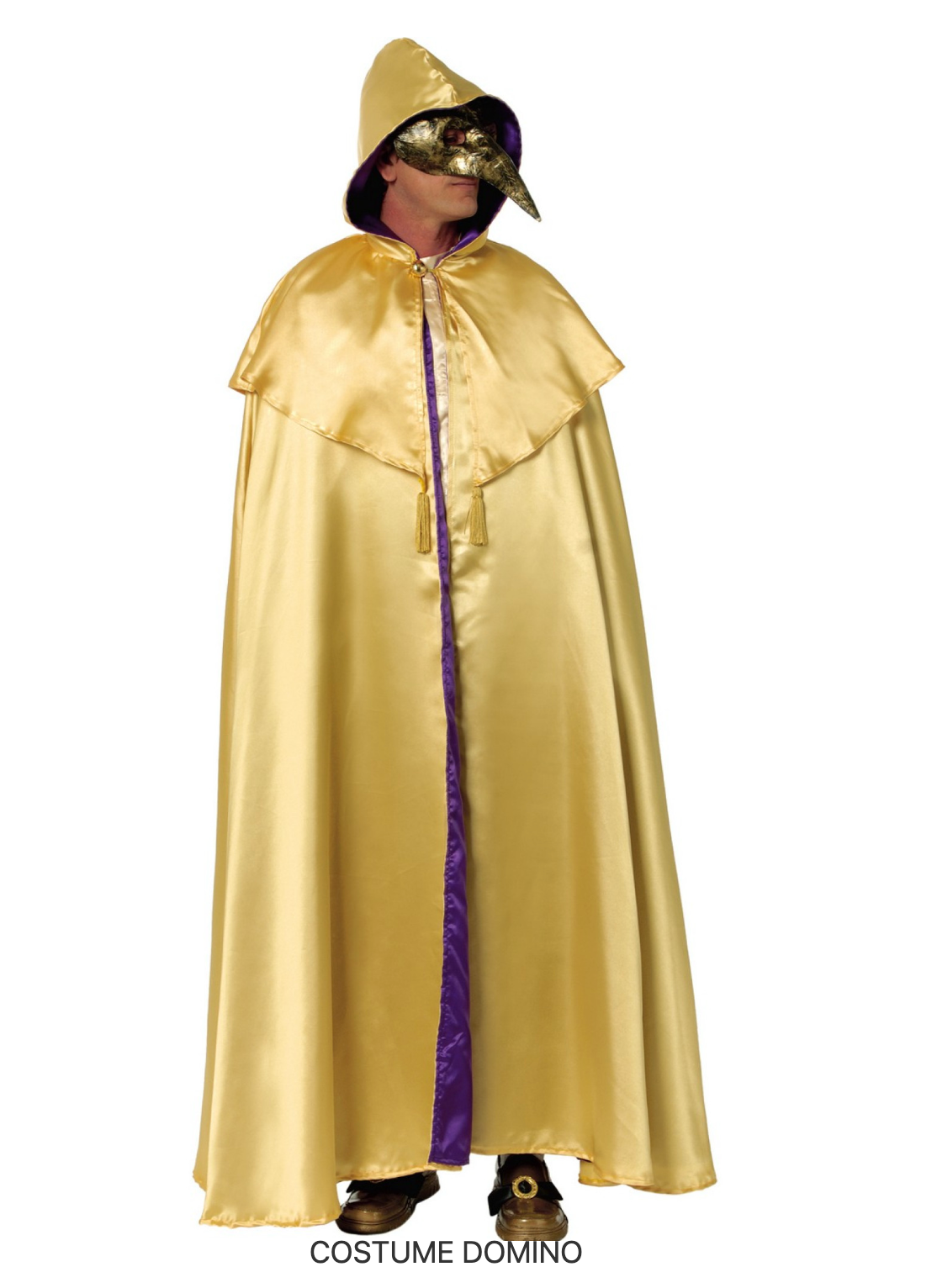 Location Déguisement Cape avec Capuche et Capeline Vénitienne Or luxe / Location Costume Cape Venise Dorée Adulte / La Maison Du Déguisement