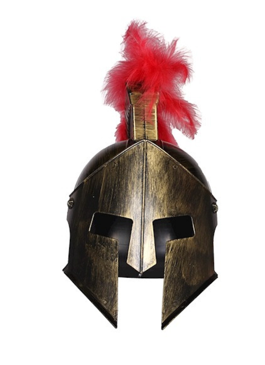 Casque Romain Or Avec Crête Rouge BM / Casque Spartacus Antique Gladiateur Dorée / La Maison Du Déguisement