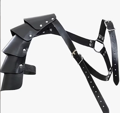 Armure D'épaule De Guerrier En Cuir Noir Luxe / Ensemble de 1 pièce Armure d'épaule médiévale en simili-cuir Adulte / La Maison Du Déguisement