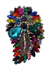 Broche Fleur en Pierres Multicolore Luxe / Fleur de Diamant Luxe Steen / La Maison Du Déguisement