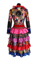 Location Déguisement Robe Fête de carnaval Jas Dames Adulte / Location Costume Veste Flowers Dame Carnaval Multicolores / La Maison Du Déguisement