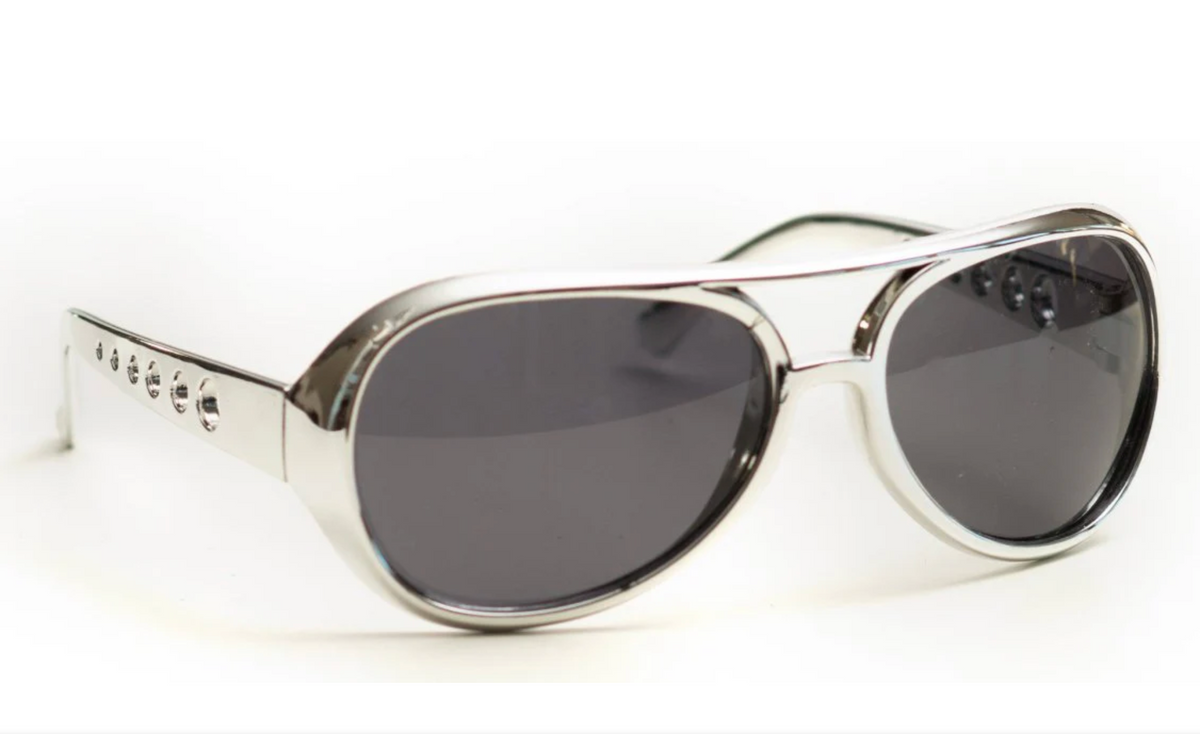 Lunettes Elvis Argent / Lunettes Rock Elvis Argent / Lunettes party Rock 'n Roll star / La Maison Du Déguisement