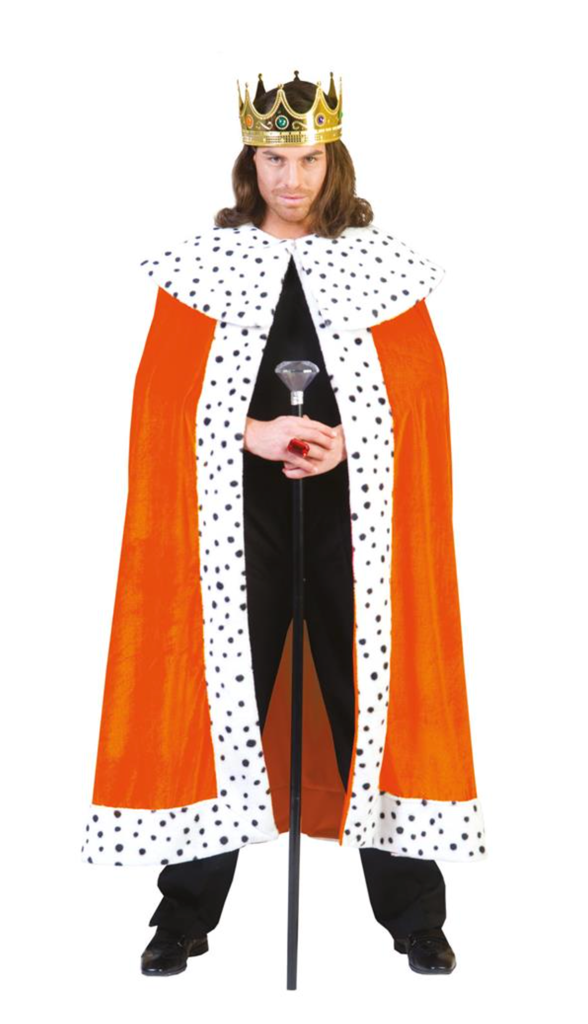 Location Déguisement Cape De Roi Orange / Location Cape De Reine Orange / Location Manteau Royal Orange / La Maison Du Déguisement
