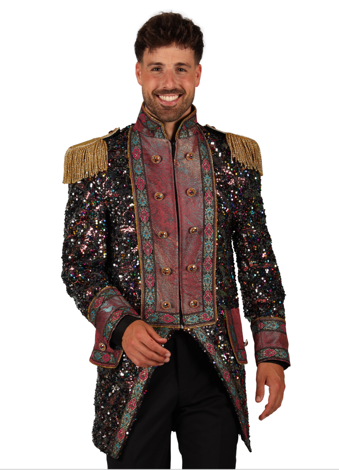 Location Déguisement Veste à Sequins Multicolores De Luxe Homme / Location Costume Veste Paillettes Marquis Adulte / La Maison Du Déguisement