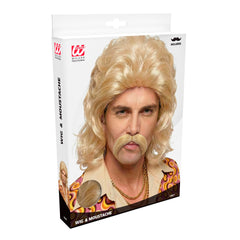 Perruque Disco Année 70s Blonde avec Moustache / Perruque Disco Année 80s Blonde avec moustache / La Maison Du Déguisement