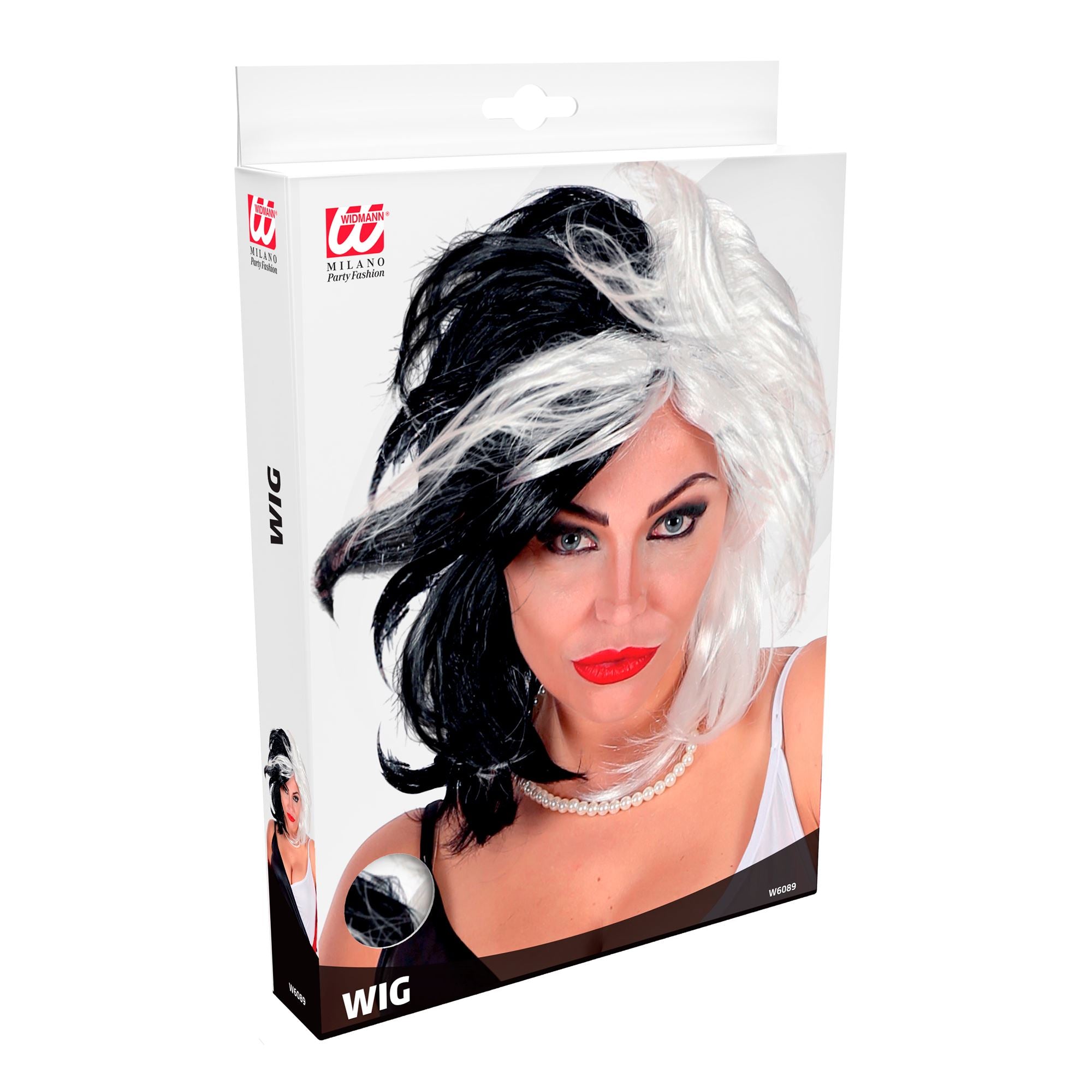 Perruque Cruella / Perruque noire et blanc / La Maison du Déguisement